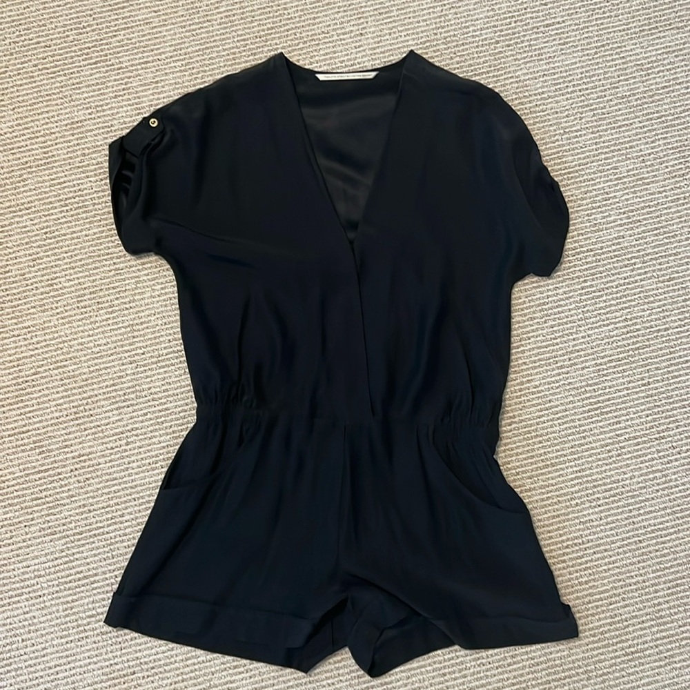 Black silk romper